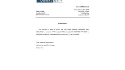 Finland Danske Bank Reference Letter Template