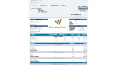 USA Experis US LLC PayStub Word And PDF Template (2 Pages)