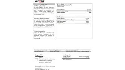 USA Verizon Utility Bill Word And PDF Template