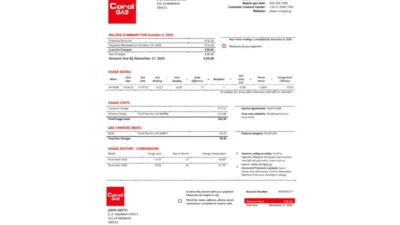 Greece CORAL GAS Utility Bill Template In Word And PDF Format