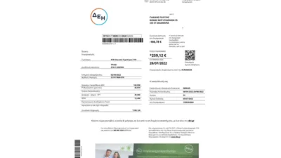 Greece DEI Utility Bill Word And PDF Template