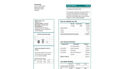 Mongolia Energy Corporation (MEC) Electricity Utility Bill Template in Word And PDF Format