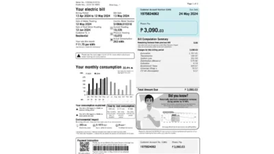 Philippines Meralco utility bill template in Word format (2024 version)