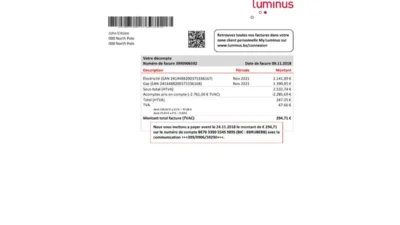 Belgium Luminus utility bill template