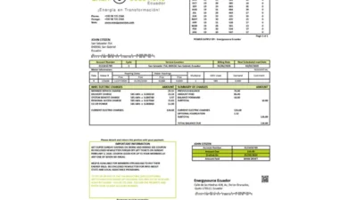 Ecuador Energysource Ecuador energy utility bill template