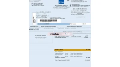 Argentina Aysa water utility bill template in Word and PDF format