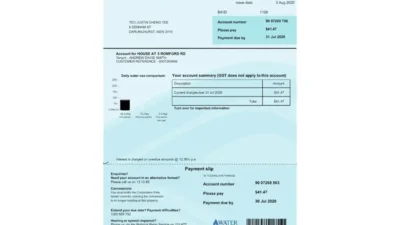 Australia Water Corporation Water Bill Template