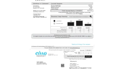 USA Texas Cirro Energy Utility Bill Word And PDF Template (3 Pages)