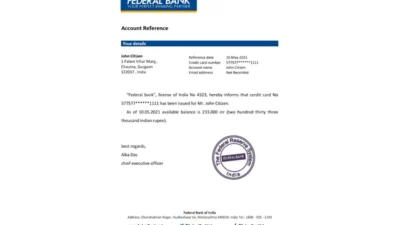 India Federal Bank Reference Letter Template