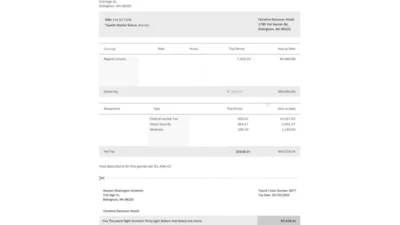 USA Western Washington University Paystub Word And PDF Template