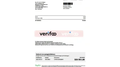 Sweden Bredband2 Broadband Invoice Template in word and pdf format
