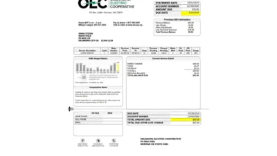 USA OEC Electricity Utility Bill Word And PDF Template
