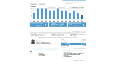 USA Ohio City Of Detroit Water Utility Bill Word And PDF Template