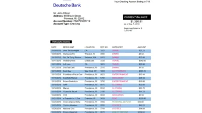 Germany Deutsche bank proof of address statement template