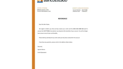 Chile Banco del Estado de Chile Bank Reference Letter Template