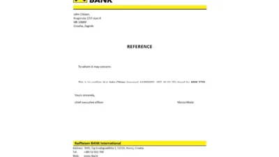 Croatia Raiffeisen Bank Reference Letter Template