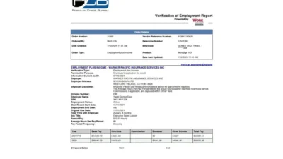 USA Warner Pacific Insurance Services Inc Verification of Employment Report Word And PDF Template (6 Pages)