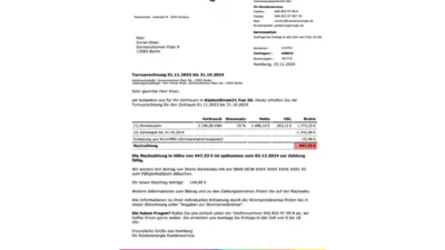 Germany Küstenenergie Electricity Bill Template in Word and PDF Format