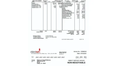 USA Children’s Health Paystub Word And PDF Template
