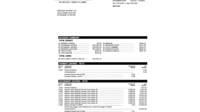 United States Mountain America Credit Union Account Statement Template in word and pdf format
