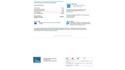 USA Ohio Hospital For Special Surgery Utility Bill Template
