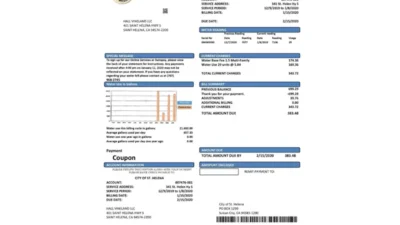 USA California City Of St Helena Utility Bill Template In Word And PDF Format