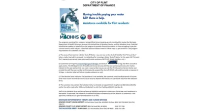 USA City Of Flint Michigan Department Of Finance Utility Bill Shutoff Notice Word And PDF Template
