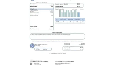 USA Eastern Suburban Water Authority Utility Bill Template