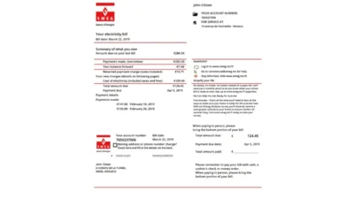 Monaco SMEG Electricity Utility Bill Word And PDF Template