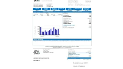 USA Texas Grand Prairie utility bill template