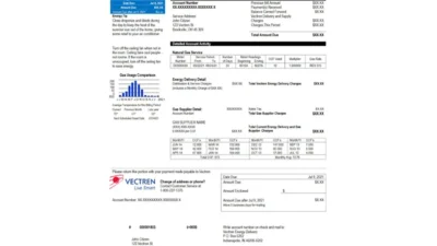 USA Ohio Vectren Energy utility bill template