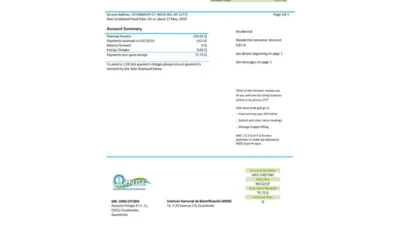 Guatemala INDE Instituto Nacional de Electrificación electricity utility bill template
