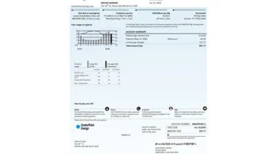 USA Texas Center Point Energy utility bill template in Word and PDF format