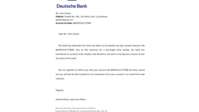 Mexico Deutsche Bank Reference Letter Template