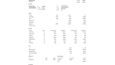 USA CALSTAR Bi-Weekly Pay Statement Word And PDF Template