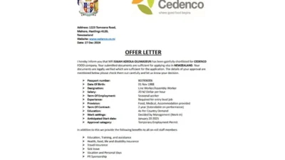 New Zealand JOB Offer Letter Template In Word And PDF Format