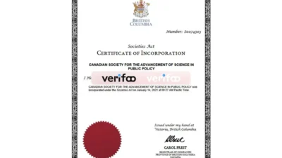 Canada British Columbia Certificate of Incorporation Template