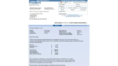 USA Froedtert Hospital Invoice Word And PDF Template