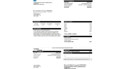 USA North Carolina Woodfin Sanitary Water Sewer District Utility Bill Word And PDF Template