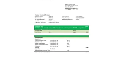 Netherlands KPN Utility Bill Word And PDF Template