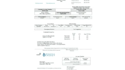 USA Florida Pensacola Energy Utility Bill Word And PDF Template