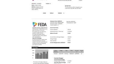 Andorra ELECTRIC FORCES OF ANDORRA Utility Bill Word And PDF Template