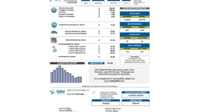 USA Tyler Technologies utility bill template in Word and PDF format