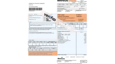 Argentina Metrogas easy to fill utility bill template in Word and PDF format