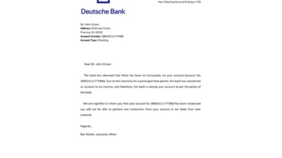 Germany Deutsche Bank Reference Letter Template