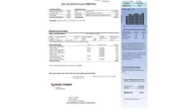 USA Pacific Power Utility Bill Word And PDF Template (2 pages)