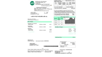 USA Northwestern Rural Electric Utility Bill Word And PDF Template
