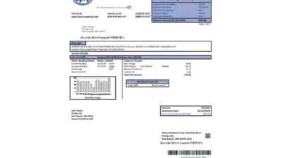 USA Minnesota Itasca-Mantrap Electricity Utility Bill Word And PDF Template (2 pages)