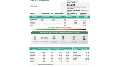 Mexico Electricity CFE Utility Bill Word And PDF Template