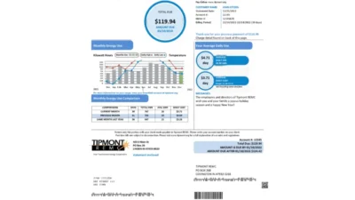 USA Indiana Tipmont Utility Bill Template In Word And PDF Format
